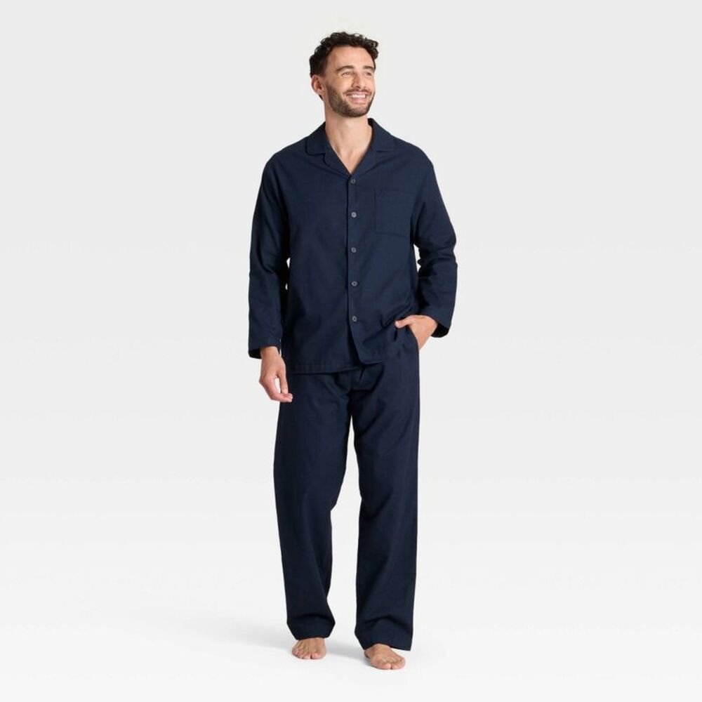 Men's Flannel Pajama Set - Goodfellow & Co Navy Blue XL